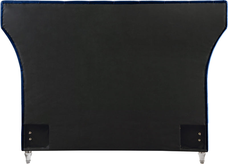 Kira Navy Velvet Queen Bed - Town Of Bargains Furniture - NY