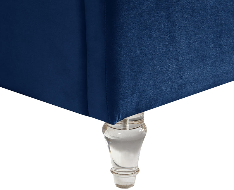 Kira Navy Velvet Queen Bed - Town Of Bargains Furniture - NY