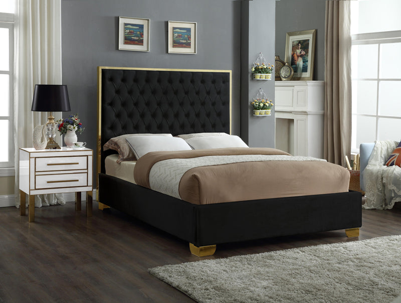 Lana Black Velvet Queen Bed - Town Of Bargains Furniture - NY