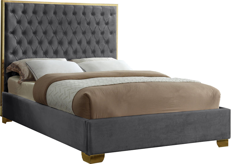 Lana Grey Velvet Queen Bed - Town Of Bargains Furniture - NY