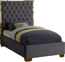 Lana Grey Velvet Twin Bed - Town Of Bargains Furniture - NY