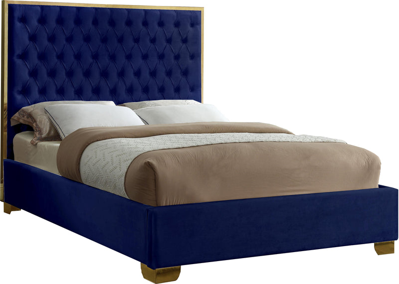 Lana Navy Velvet Queen Bed - Town Of Bargains Furniture - NY