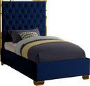 Lana Navy Velvet Twin Bed - Town Of Bargains Furniture - NY