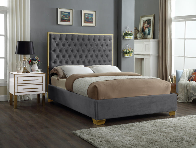 Lana Grey Velvet Queen Bed - Town Of Bargains Furniture - NY