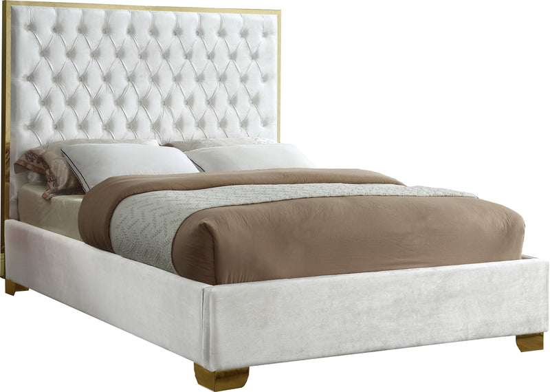 Lana White Velvet Queen Bed - Town Of Bargains Furniture - NY