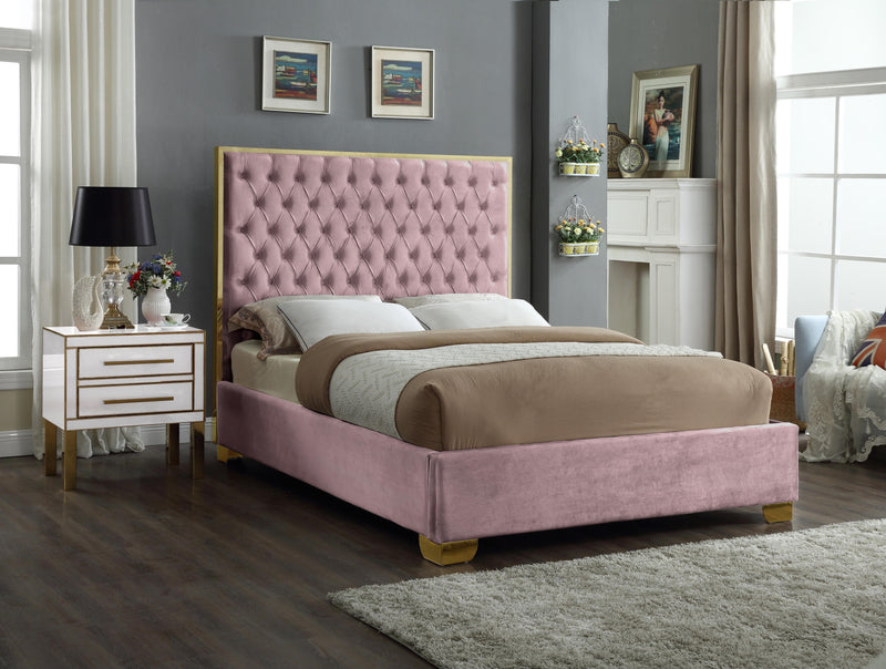 Lana Pink Velvet Queen Bed