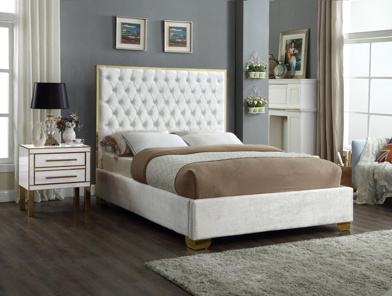 Lana White Velvet Queen Bed - Town Of Bargains Furniture - NY