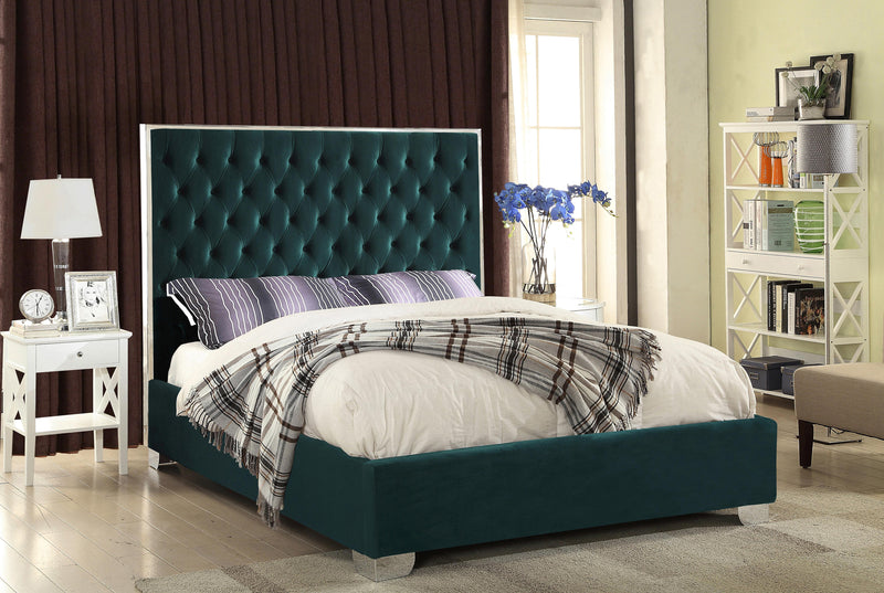 Lexi Green Velvet Queen Bed - Town Of Bargains Furniture - NY