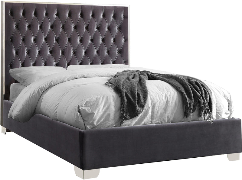 Lexi Grey Velvet Queen Bed - Town Of Bargains Furniture - NY