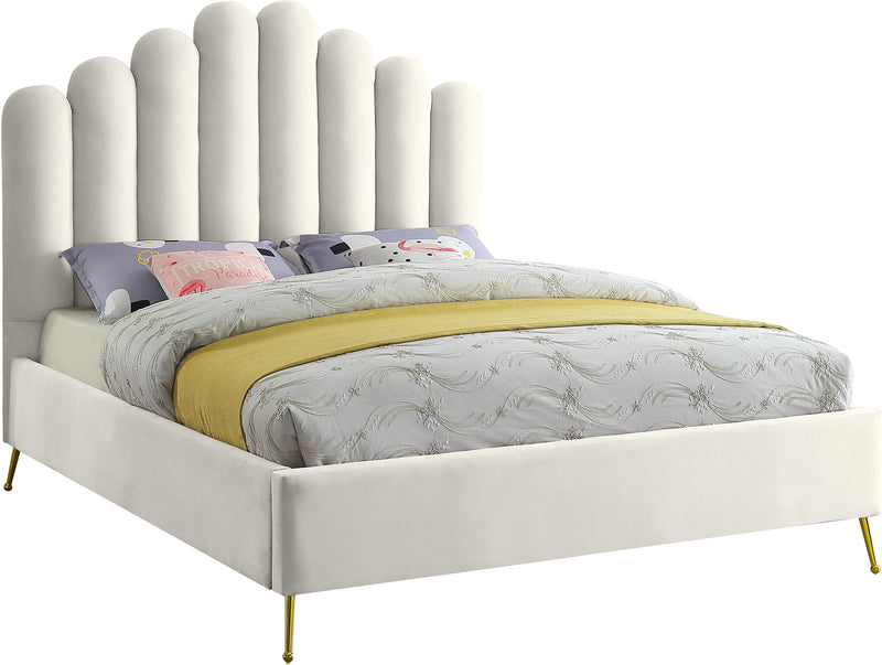 Lily Cream Velvet King Bed - Town Of Bargains Furniture - NY
