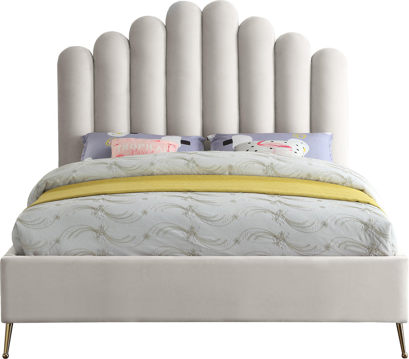 Lily Cream Velvet King Bed - Town Of Bargains Furniture - NY