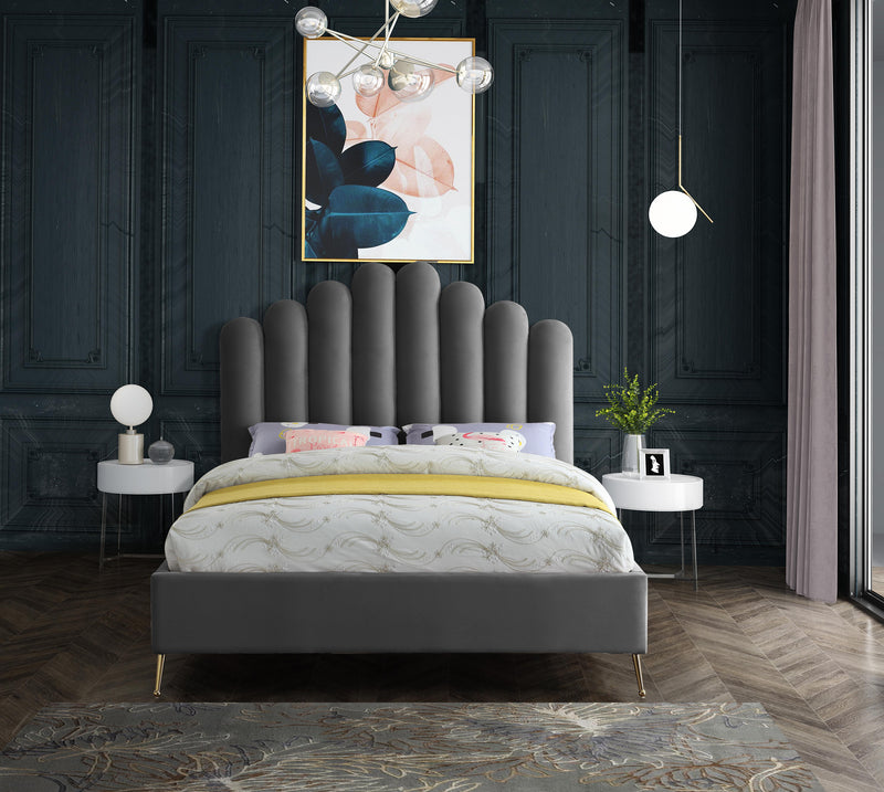 Lily Grey Velvet King Bed - Town Of Bargains Furniture - NY