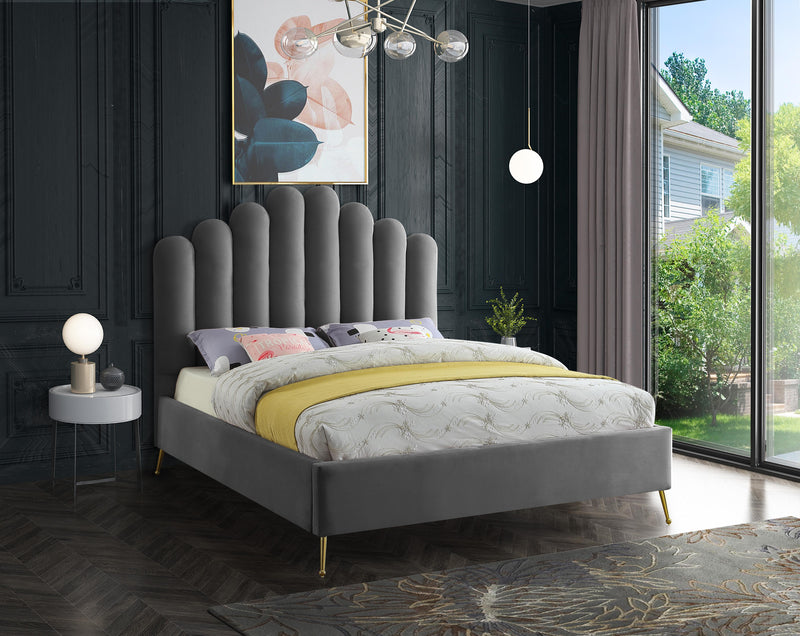Lily Grey Velvet King Bed - Town Of Bargains Furniture - NY