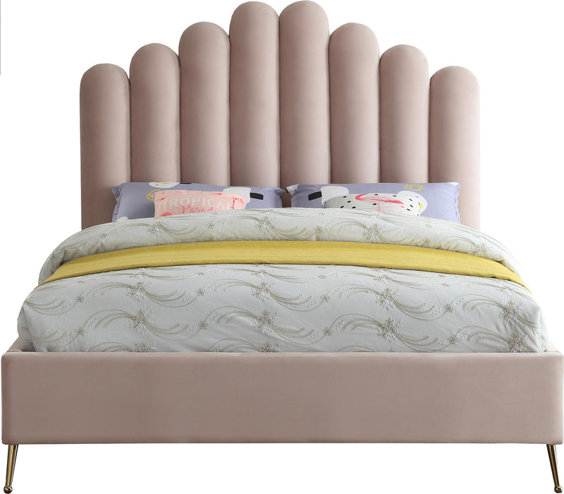 Lily Pink Velvet Queen Bed