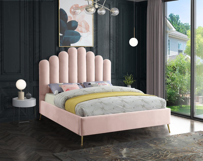 Lily Pink Velvet Queen Bed - Town Of Bargains Furniture - NY