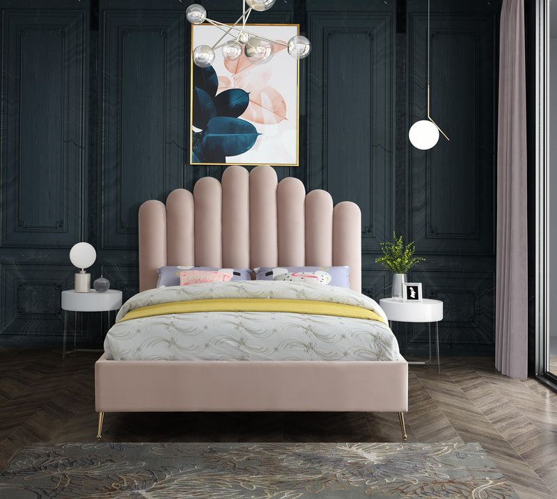 Lily Pink Velvet Queen Bed - Town Of Bargains Furniture - NY