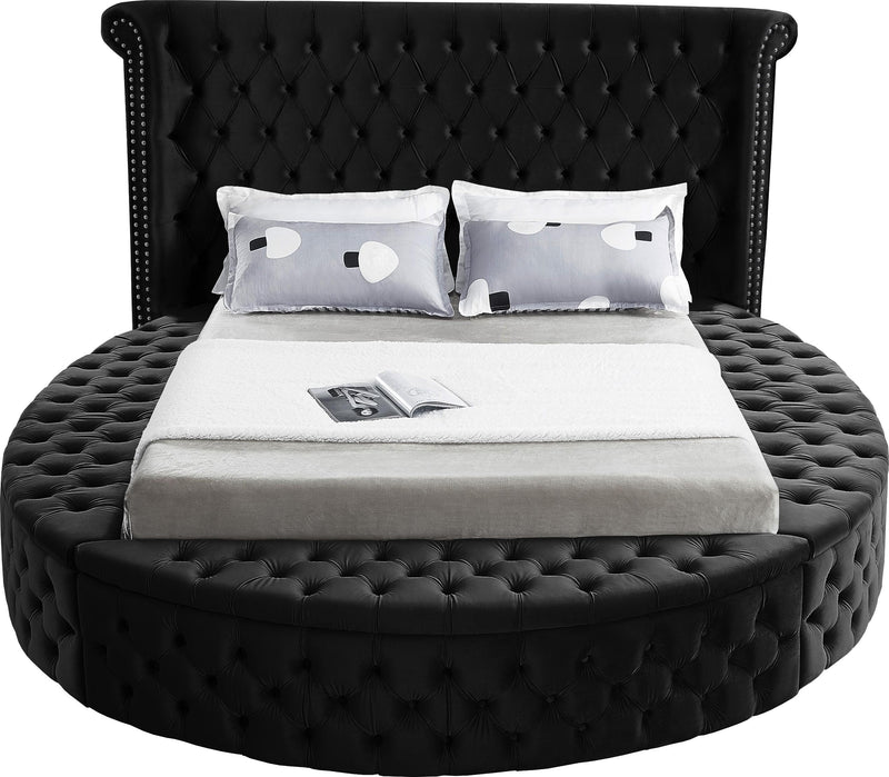 Luxus Black Velvet Queen Bed (3 Boxes) - Town Of Bargains Furniture - NY
