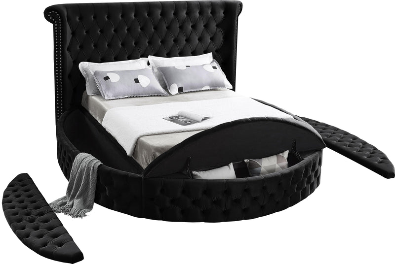 Luxus Black Velvet Queen Bed (3 Boxes) - Town Of Bargains Furniture - NY