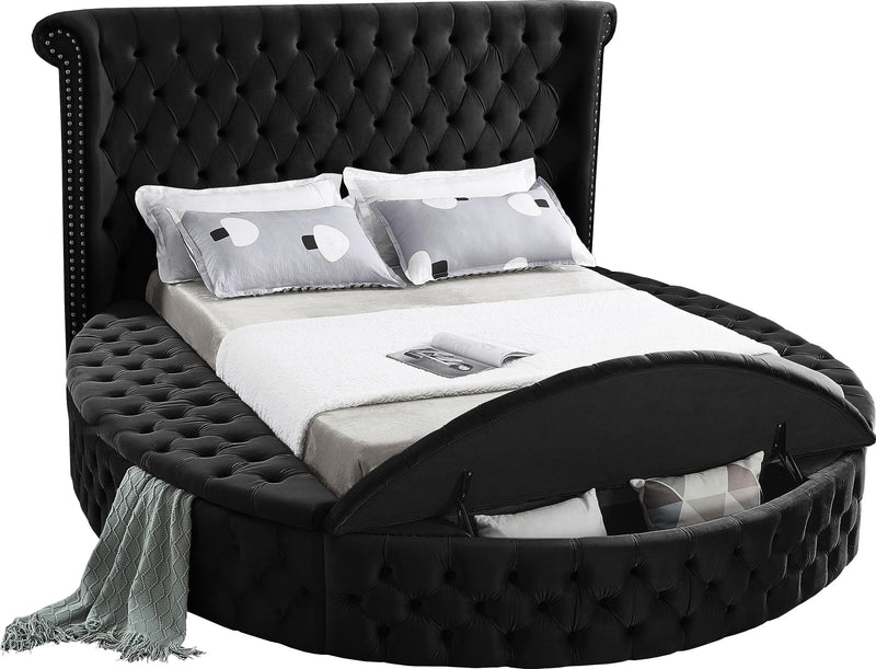 Luxus Black Velvet Queen Bed (3 Boxes) - Town Of Bargains Furniture - NY