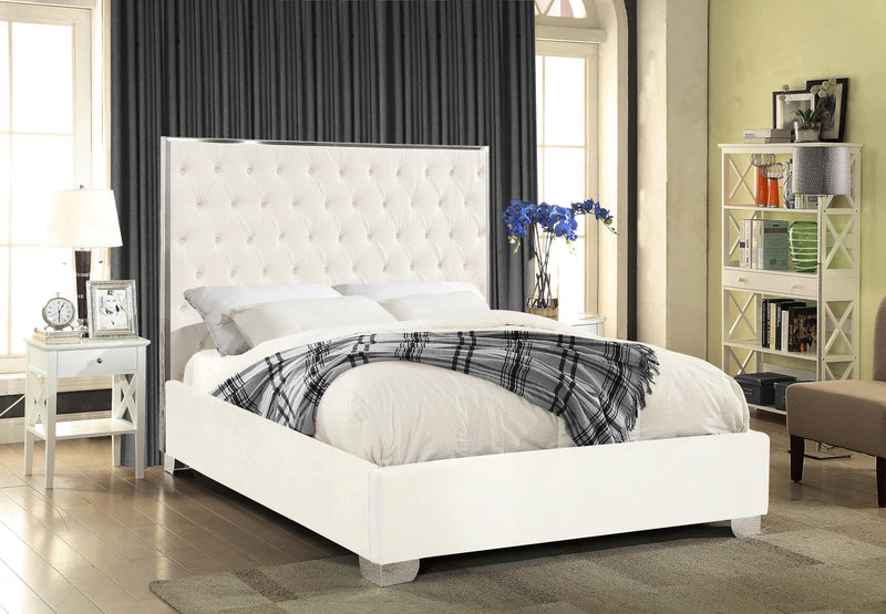 Lexi White Velvet Queen Bed - Town Of Bargains Furniture - NY