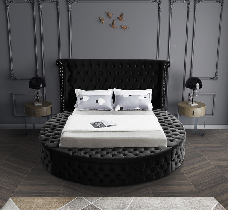 Luxus Black Velvet Queen Bed (3 Boxes) - Town Of Bargains Furniture - NY