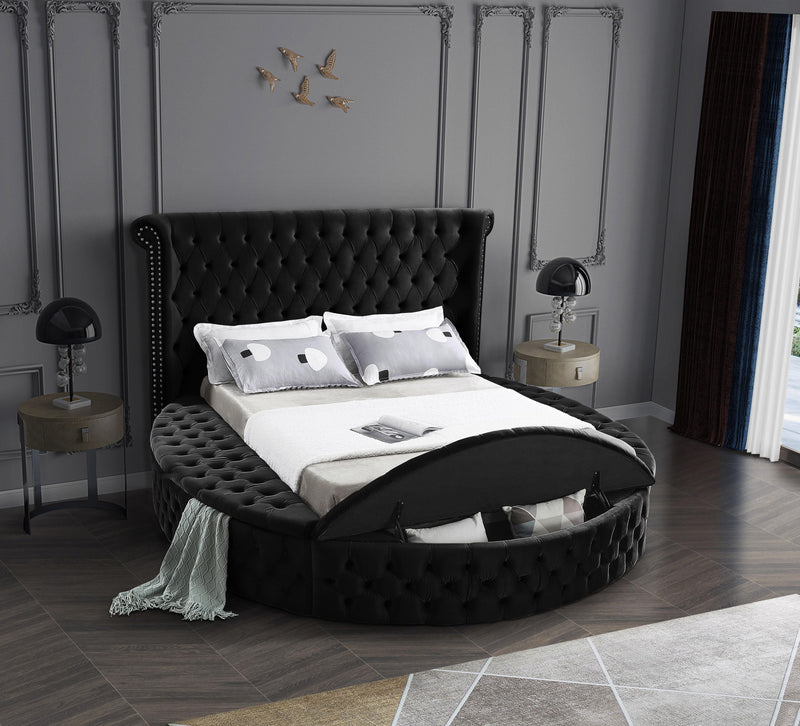 Luxus Black Velvet Queen Bed (3 Boxes) - Town Of Bargains Furniture - NY