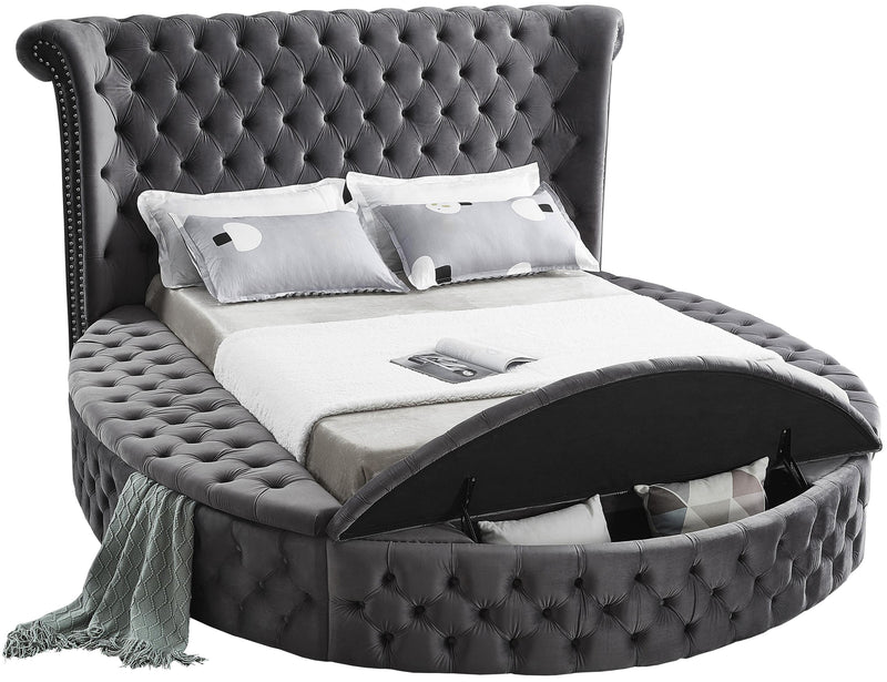Luxus Grey Velvet Queen Bed (3 Boxes) - Town Of Bargains Furniture - NY