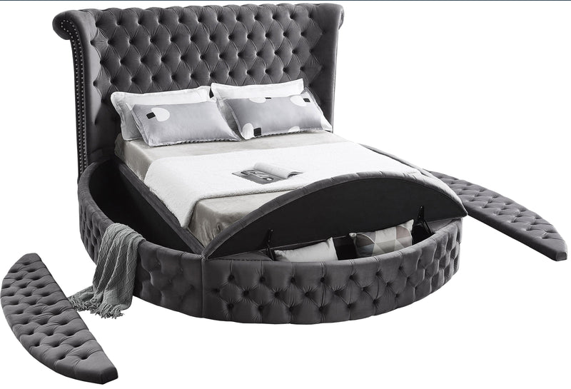 Luxus Grey Velvet Queen Bed (3 Boxes) - Town Of Bargains Furniture - NY