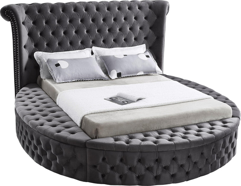 Luxus Grey Velvet Queen Bed (3 Boxes) - Town Of Bargains Furniture - NY