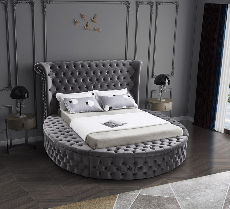 Luxus Grey Velvet Queen Bed (3 Boxes) - Town Of Bargains Furniture - NY