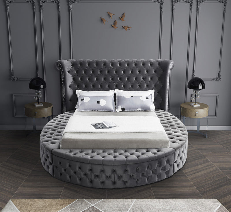 Luxus Grey Velvet Queen Bed (3 Boxes) - Town Of Bargains Furniture - NY