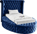 Luxus Navy Velvet Twin Bed (3 Boxes)