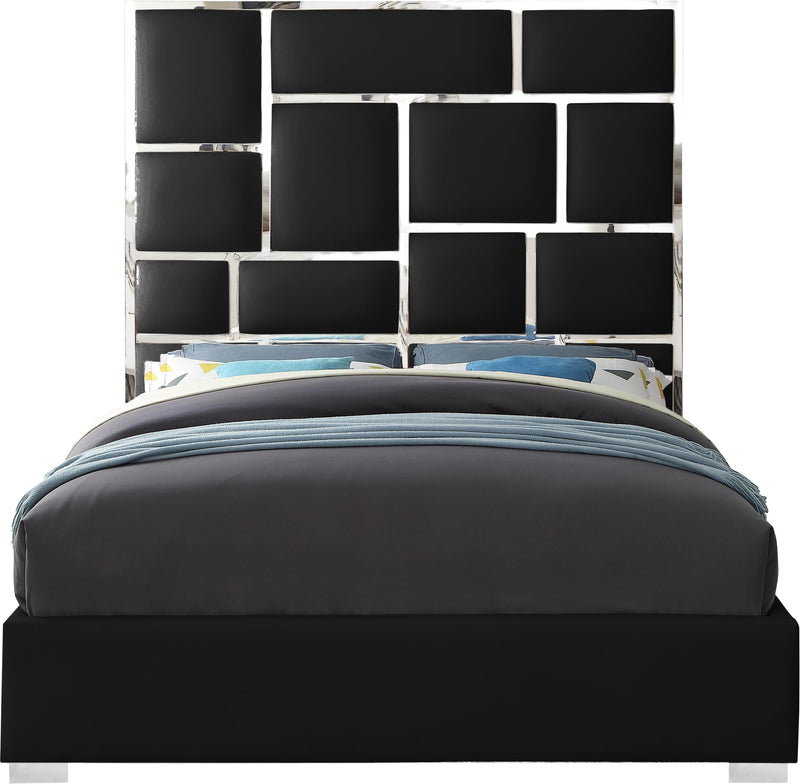 Milan Black Faux Leather Queen Bed - Town Of Bargains Furniture - NY