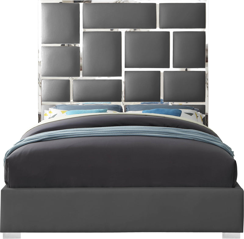 Milan Grey Faux Leather Queen Bed - Town Of Bargains Furniture - NY