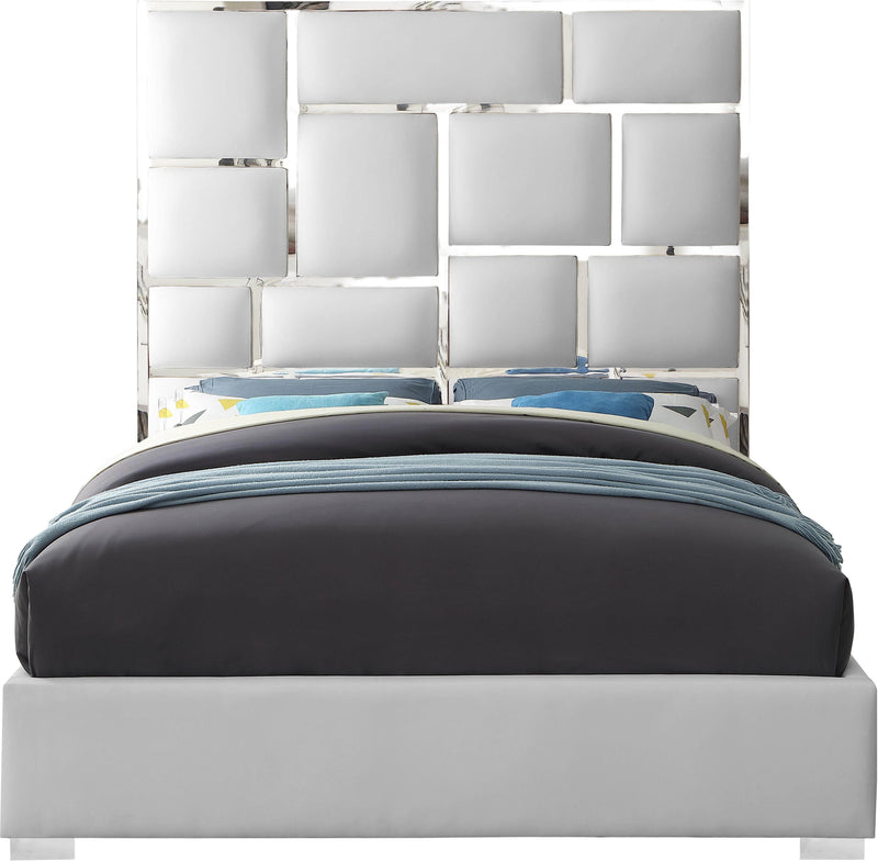 Milan White Faux Leather Queen Bed