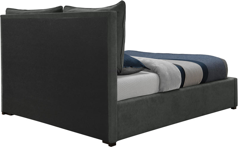 Misha Pepper Black Polyester Fabric Queen Bed (3 Boxes) - Town Of Bargains Furniture - NY