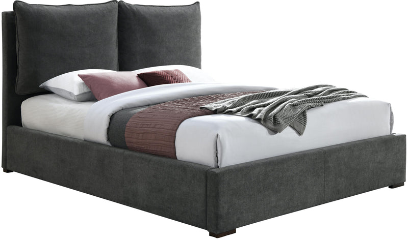 Misha Pepper Black Polyester Fabric Queen Bed (3 Boxes) - Town Of Bargains Furniture - NY