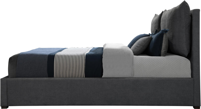 Misha Pepper Black Polyester Fabric Queen Bed (3 Boxes) - Town Of Bargains Furniture - NY