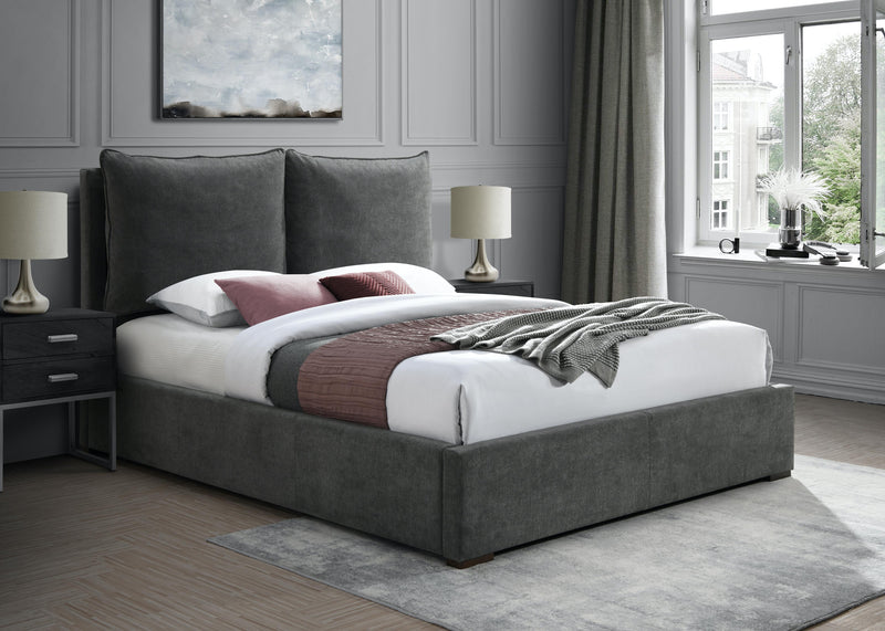 Misha Pepper Black Polyester Fabric Queen Bed (3 Boxes) - Town Of Bargains Furniture - NY
