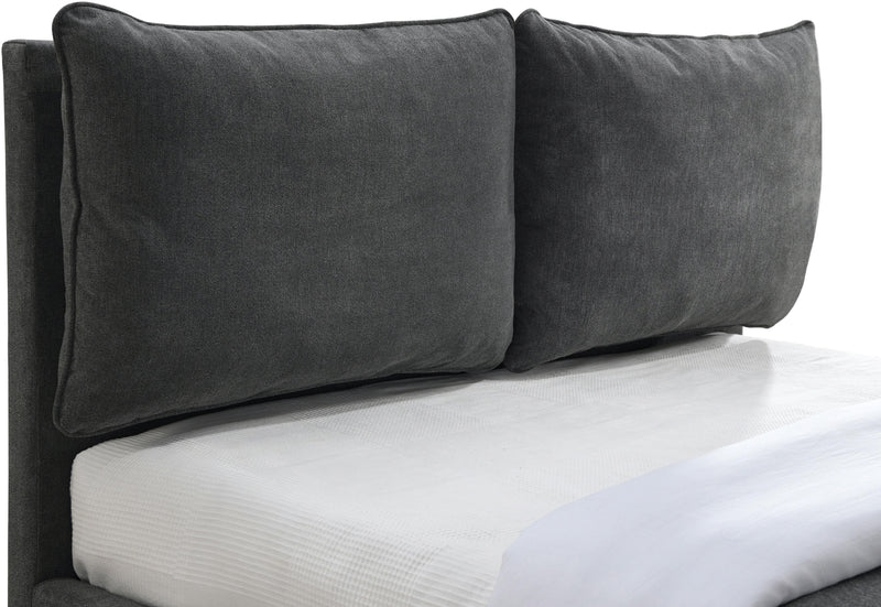 Misha Pepper Black Polyester Fabric Queen Bed (3 Boxes) - Town Of Bargains Furniture - NY