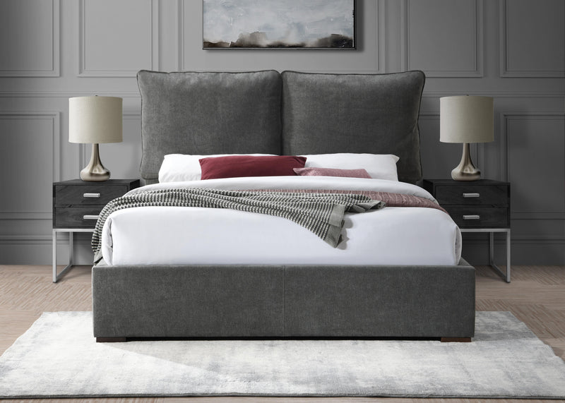 Misha Pepper Black Polyester Fabric Queen Bed (3 Boxes) - Town Of Bargains Furniture - NY
