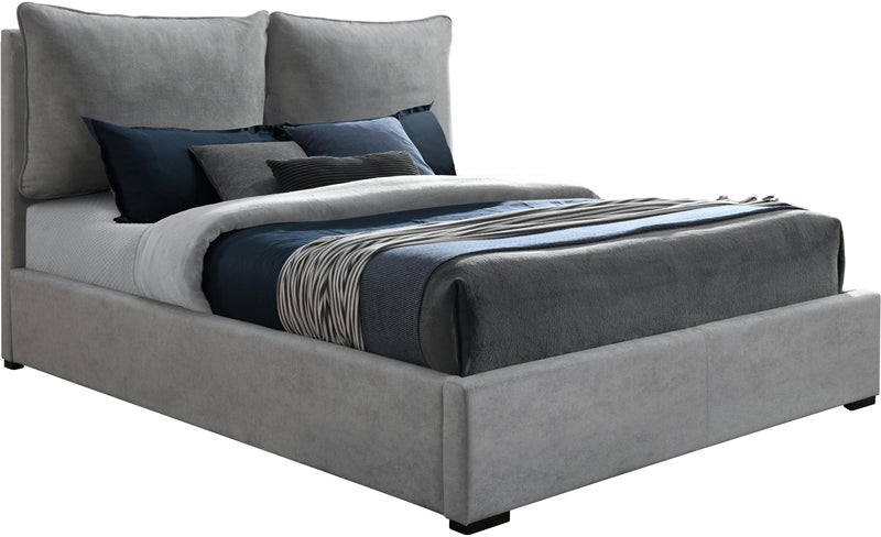 Misha Light Grey Polyester Fabric King Bed (3 Boxes) - Town Of Bargains Furniture - NY