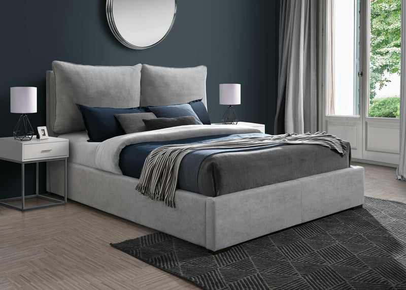 Misha Light Grey Polyester Fabric Queen Bed (3 Boxes) - Town Of Bargains Furniture - NY