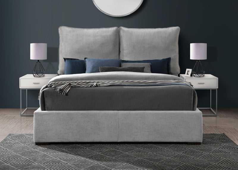 Misha Light Grey Polyester Fabric King Bed (3 Boxes) - Town Of Bargains Furniture - NY