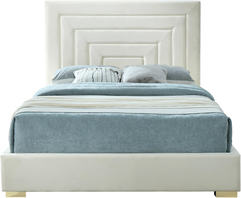 Nora Cream Velvet Queen Bed