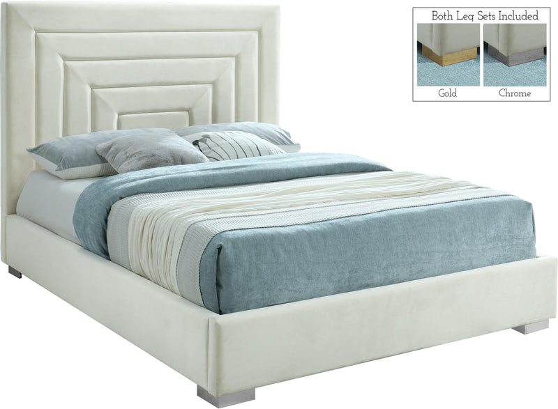 Nora Cream Velvet King Bed - Town Of Bargains Furniture - NY