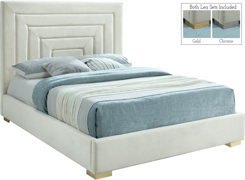 Nora Cream Velvet King Bed - Town Of Bargains Furniture - NY