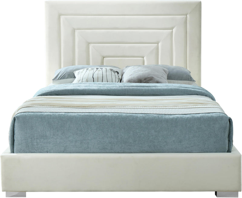 Nora Cream Velvet King Bed - Town Of Bargains Furniture - NY