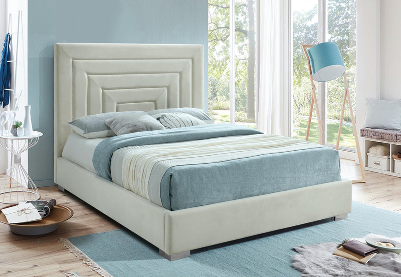 Nora Cream Velvet King Bed - Town Of Bargains Furniture - NY