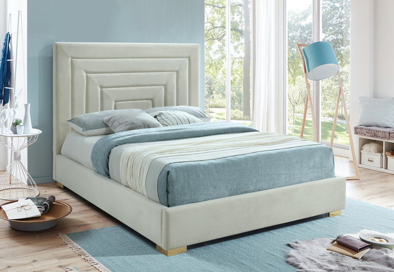 Nora Cream Velvet King Bed - Town Of Bargains Furniture - NY
